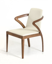 Cream And Brown Upholstered Faux Leather Dining Side Chair - $825.74 CAD