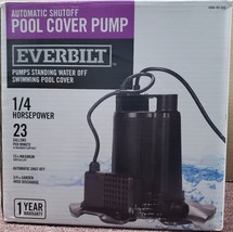 Everbilt 1/4 HP Pool Cover Pump W/ Strainer Base Extra Long Cord Auto Shutoff - £46.68 GBP