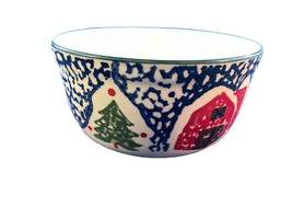 TIENSHAN Culinary Arts Blue Sponge Christmas Holiday Wilderness - Bowl - £3.35 GBP