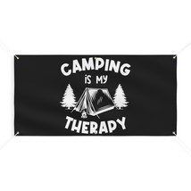 Personalized Camping Vinyl Banner - Black and White Tent Illustration - £41.93 GBP+