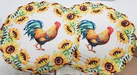 5pc Kitchen Quilted Round Placemats Set(17&quot;&amp;15&quot;) Fall,Rooster &amp; Sunfloflowers,Ce - £19.54 GBP