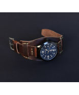 Dark brown leather cuff watch band, Military 18-24mm, Leather Bund Band ... - $43.00