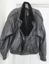 EAGLE USA Leather Bomber Jacket Coat Faux Fur Motorcycle Biker Distress ... - £54.64 GBP