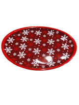 Christmas 18.5 Inch Oval Printed Snowflakes Serving Plate. - $13.37