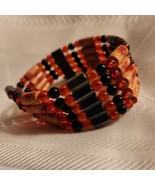 Multi Strand Orange Black Seedbead Wood Magnetic 34&quot; Single Strand Brace... - $9.89