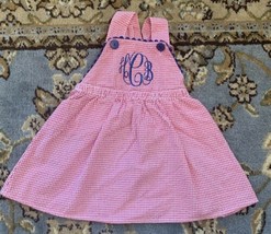 Southern Sunshine Dress Size 18 Months Red Gingham Monogrammed HCB  - $14.01