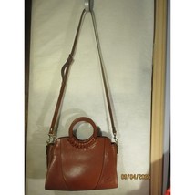 Patricia Nash Satchel Leather Crossbody Bag Round Handle Cognac Brown - $2,428.46 MXN