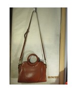 Patricia Nash Satchel Leather Crossbody Bag Round Handle Cognac Brown - $129.99