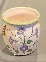 Yankee Candle Ceramic Votive Cup 2.75&quot; X 2&quot; Ivory Floral Butterfly Pre-O... - $11.99
