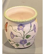 Yankee Candle Ceramic Votive Cup 2.75&quot; X 2&quot; Ivory Floral Butterfly Pre-O... - $16.28 CAD
