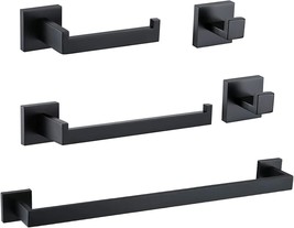 Ralbay Bath Towel Bar, Premium Stainless Steel 5 Pieces Bathroom, Matte Black - $70.99