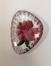 Painted Flower in Carved Glass Jewelry Component for Pendant Vintage Approx 1.5&quot; - £10.81 GBP