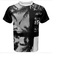 Man t-shirt with palm tree hawaiian modern stile cotton tee personalized print - £27.10 GBP