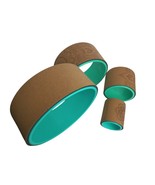 Aozora Yoga Wheel Ring Cork Turquoise Set of 4 New - $42.56