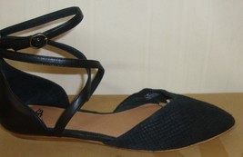 UGG Australia IZABEL Mar Black Leather Ankle Wrap Flat Shoes Size 7 NEW ... - $49.49