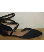 UGG Australia IZABEL Mar Black Leather Ankle Wrap Flat Shoes Size 7 NEW ... - $67.68 CAD