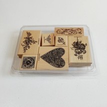 Stampin Up GENTLER TIMES Wood Mounted Stamp Set of 7 2003 Retired Floral - £4.50 GBP