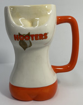 HOOTERS 3-D Ceramic Mug Cup Breast Bust-Shaped Orange/White Curvy Full Body - £19.49 GBP