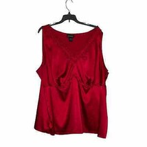 Lane Bryant V-Neck Tank Top Plus Size 28 Red Womens Stretch Blend Side Zip - £14.98 GBP