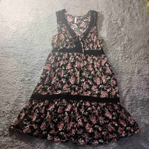 Xhilaration Floral Lace Trim Dress Medium Boho Coquette Baby Doll Chic Festival  - $13.85