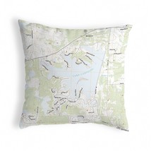 Betsy Drake Lake Caroline, MS Nautical Map Noncorded Indoor Outdoor Pillow 18x18 - £42.80 GBP