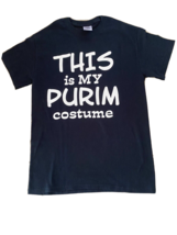 T-SHIRT &quot;THIS IS MY PURIM CUSTOME&quot; T-shirt Black w/white letters - £19.42 GBP