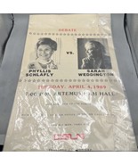 Phyllis Schlafly Vs Sarah Weddington Debate April4,1989 Poster Signed Rare - $425.69