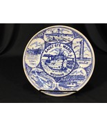 Vintage Sault Ste. Marie Michigan 7&quot; Decorative Blue Plate Made in Japan - £23.96 GBP