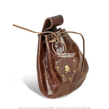 Pirate Leather Scallywag Handcrafted Costume Treasure Pouch - $28.69