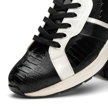 Lyon Genuine Ostrich and Classic Calfskin Fashion Sneaker Black / White image 3