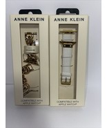 2 Pcs Anne Klein Gold Steel Chain, White Leather Band Compatible w/ Appl... - $37.18