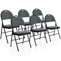 6 Pack Folding Chairs Portable Padded Office Kitchen Dining Chairs Grey - £210.25 GBP