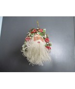 Santa Claus Head Hanging X-Mas Ornament Plastic Face String Beard 8&quot;X11&quot;... - $16.87 CAD