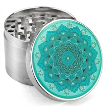 Pilot Diary Herb Grinder 2&quot; inch 4-Piece  Metal Crusher Mandalas Blue Green - £10.57 GBP