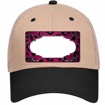Pink Black Cheetah Scallop Oil Rubbed Novelty Khaki Mesh License Plate Hat - £23.31 GBP