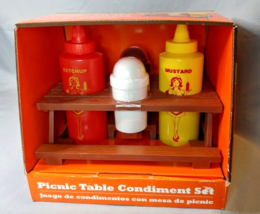 Retro Picnic Table Condiment Set Mr Bar-B-Q NEW - $17.77