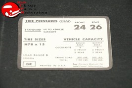 71 72 Impala/Full Size Chevy Tire Pressure Decal - £790.83 GBP