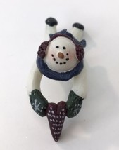 Vintage Snowman Figurine Holding Heart in Hands 2.5&quot;x1&quot; - $7.00