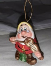 Vintage Walt Disney Dwarfs Schmid Ceramic Ornament - Doc &amp; Violin 2.5&quot; - $10.99