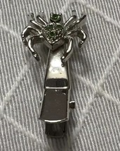 Hair Clip Silver Tone Spider With Green Rhinestones - €5,93 EUR
