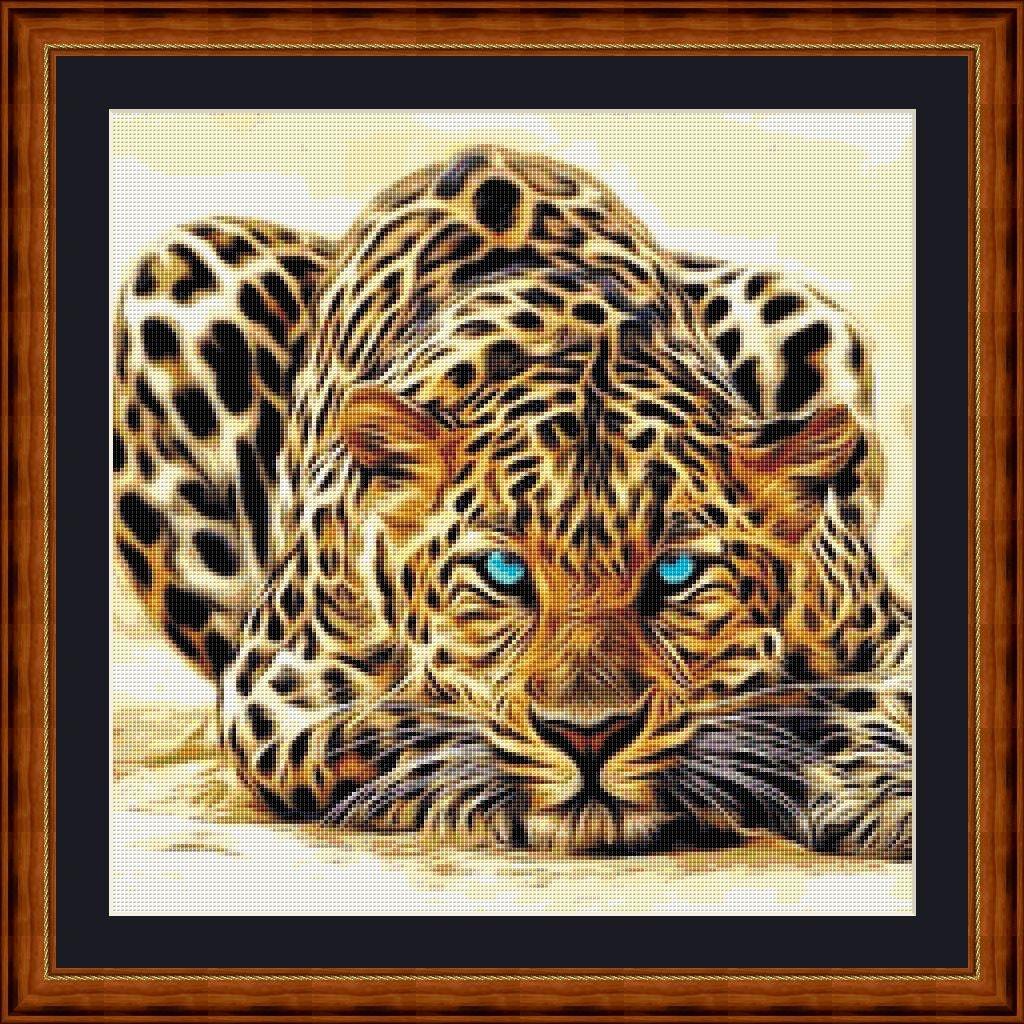 RESTING LEOPARD (2) - pdf cross stitch chart. Original Artist Unknown - $12.00