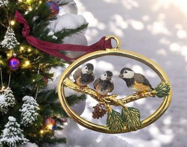 Chickadee Bird Trio Christmas Tree Ornament Winter Visitors Carlton Cards - $13.89