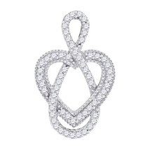 10kt White Gold Womens Round Diamond Captured Infinity Heart Pendant 1/6 Cttw - £159.07 GBP