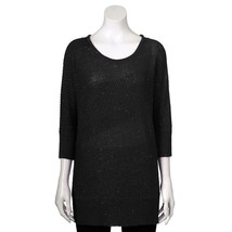 Apt 9 Mixed Stitch Sweater Sequin Infused 3/4 Dolman Sleeve Size S Black... - $19.99