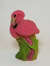 Vintage Pink Resin Flamingo W/ Gritty Textured Finish Bright Pink and Green - £15.78 GBP