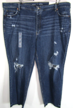 Old Navy Slouchy Straight High Rise Distressed Jeans Raw Frayed Hem Plus Size 24 - £16.49 GBP