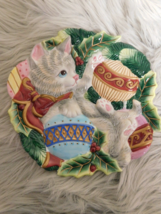 Fitz and Floyd Kristmas Kitty Canape Plate 9&quot; Dish Bowl Tray Christmas C... - £13.25 GBP