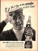 1965 Royal Crown Cola Print Ad Aug Life Mag Man with Hat and Bottle of S... - $25.05
