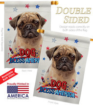 Patriotic Fawn Pug House Flag Dog 28 X40 Double-Sided Banner - $36.97