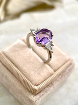 Amethyst Ring Purple Gemstone February Birthstone 14k Gold Wedding Gift Ring - £899.27 GBP